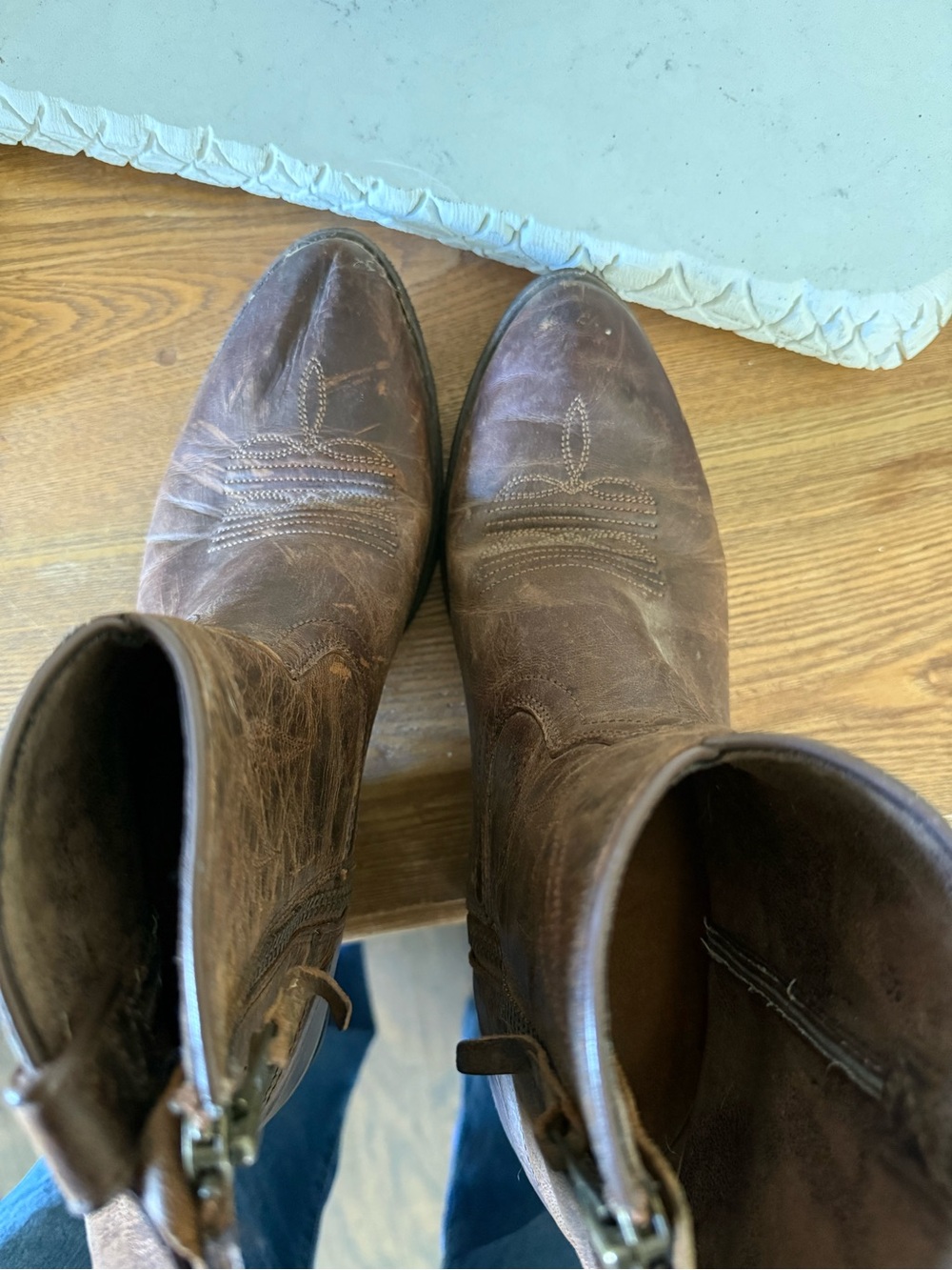 Ariat Brown Leather Ankle Zip Western Booties